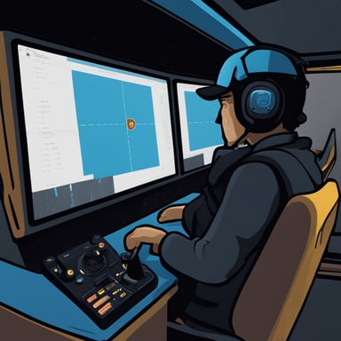Go blue gopher steering an autonomous long haul truck with a gamepad