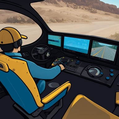 Go blue gopher steering an autonomous long haul truck with a gamepad
