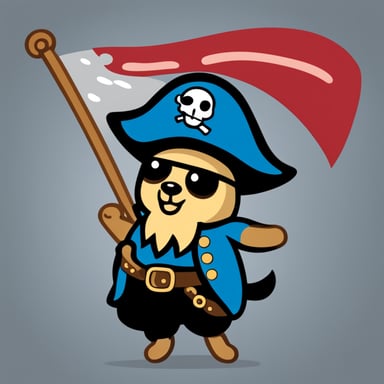 A pirate Go Blue Gopher waving a jolly Roger flag.