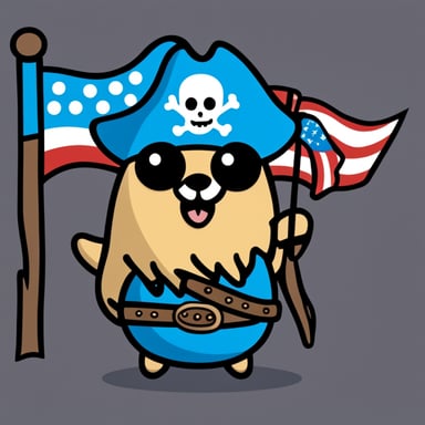 A pirate Go Blue Gopher waving a jolly Roger flag.