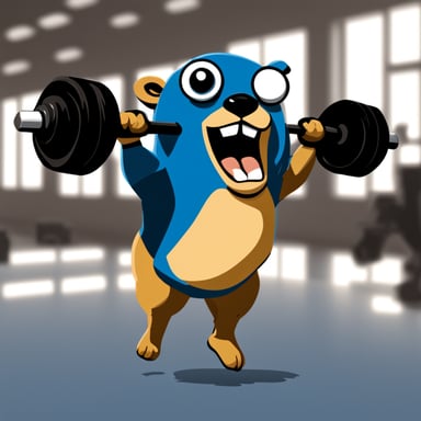 Go Blue Gopher as a bodybuilder.
