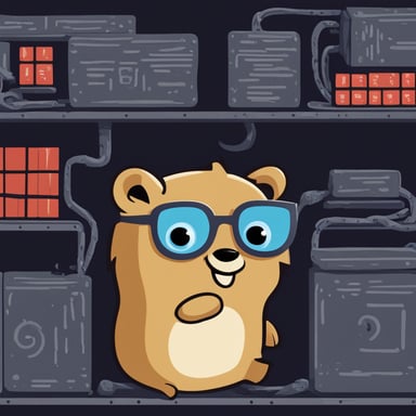 Inside a Kubernetes container, Go Blue Gopher works efficiently to manage applications.