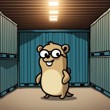 Inside a Kubernetes container, Go Blue Gopher works efficiently to manage applications.