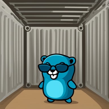Inside a Kubernetes container, Go Blue Gopher works efficiently to manage applications.