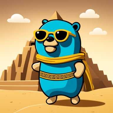 Go Blue Gopher explores the pyramids of Egypt.