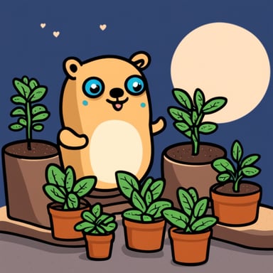 Go Blue Gopher loves plants.