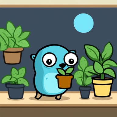Go Blue Gopher loves plants.