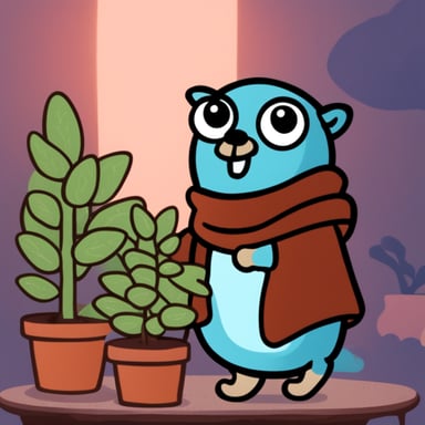 Go Blue Gopher loves plants.