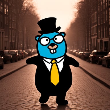 Go Blue Gopher as Tux in Amsterdam.