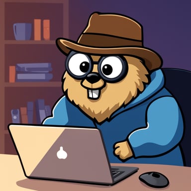 A go blue gopher working on a Linux laptop in Amsterdam.