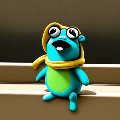 Go blue gopher looks like Kermit the Frog.