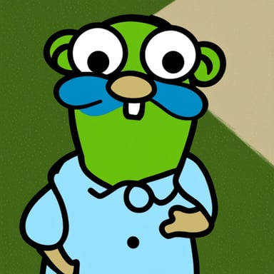 Go blue gopher looks like Kermit the Frog.