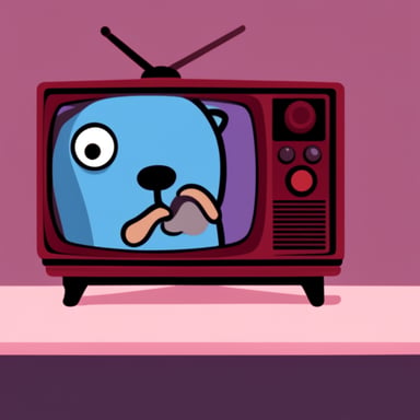 Go Blue Gopher watching a retro TV.