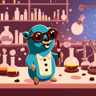 Go Blue Gopher as the stoned scientist in the lab.