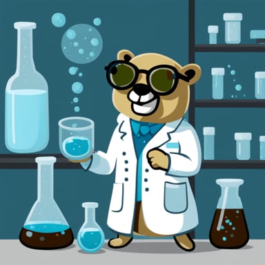 Go Blue Gopher as the stoned scientist in the lab.