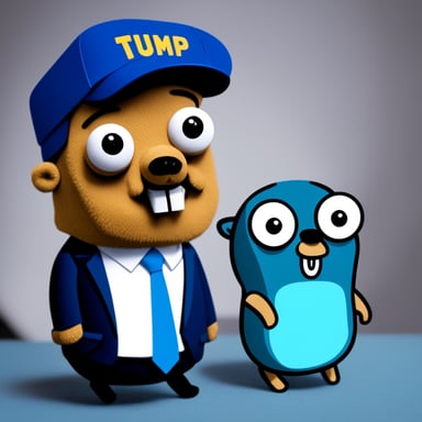 Go Blue Gopher interviewing a Go Blue Gopher as Trump.