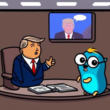 Go Blue Gopher interviewing Trump.