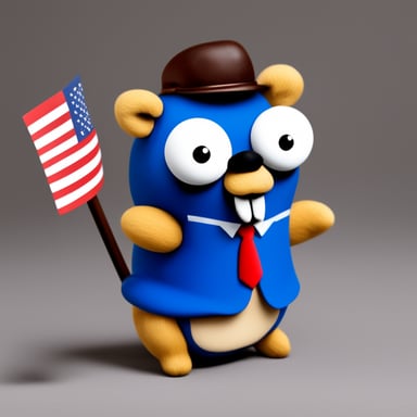 Go blue gopher as hyper realistic trump gopher.