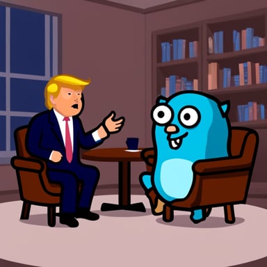 Go Blue Gopher interviewing Trump.