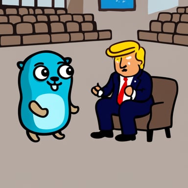 Go Blue Gopher interviewing Trump.