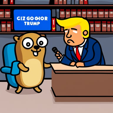 Go Blue Gopher interviewing Trump.