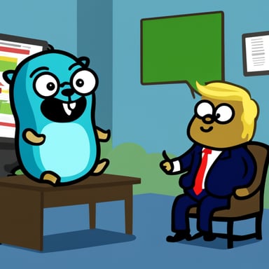 Go Blue Gopher interviewing Trump.