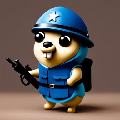 Go Blue Gopher as a soldier with a shield.