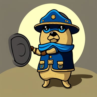 A go blue gopher as a soldier with a round shield in his hand.