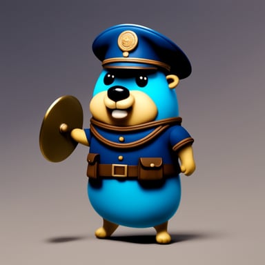 A go blue gopher as a soldier with a round shield in his hand.
