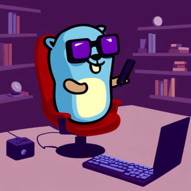 Go Blue Gopher playing videogames.