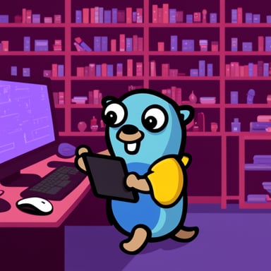 Go Blue Gopher playing videogames.