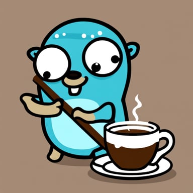 Go blue gopher drinking a hot coffee.