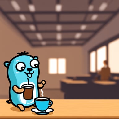Go blue gopher drinking a hot coffee.