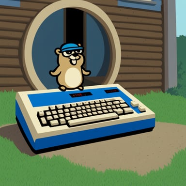 Go Blue Gopher using a Commodore 64.