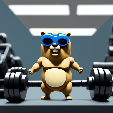 Go Blue Gopher as a bodybuilder