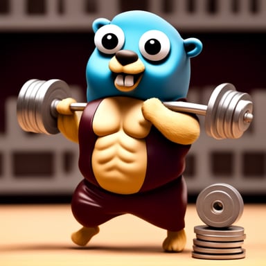 Go Blue Gopher as a bodybuilder