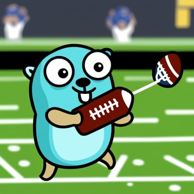 Go Blue Gopher playing American football.
