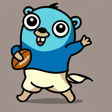 Go Blue Gopher playing American football.