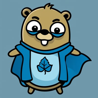 A go blue gopher wearing a snug shirt featuring a central leaf emblem. To the left of the leaf is a bold 'M,' and to the right, an equally bold 'X', both integrated into the design of the shirt in a harmonious and stylish manner.