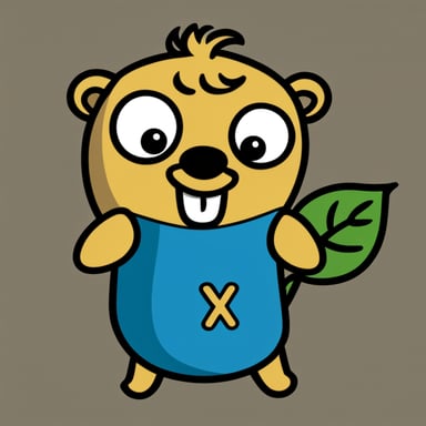A go blue gopher wearing a snug shirt featuring a central leaf emblem. To the left of the leaf is a bold 'M,' and to the right, an equally bold 'X', both integrated into the design of the shirt in a harmonious and stylish manner.