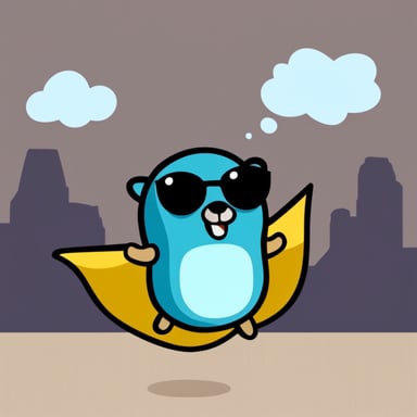 Go Blue Gopher as the flying superhero gopher.