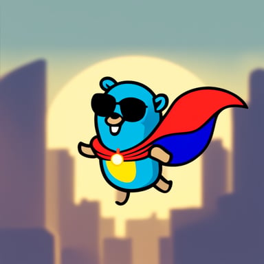 Go Blue Gopher as the flying superhero gopher.