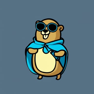Go Blue Gopher as a hacker gopher with a dark background and EO written on its hoodie.