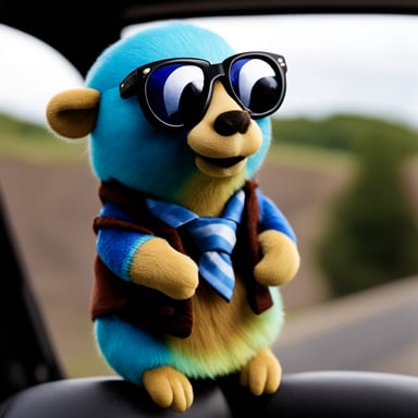 Close up of Go Blue Gopher with a short van dyke goatee that matches the rest of Go Blue Gopher's fur color. It is wearing a tattered tie-dye t-shirt. Go Blue Gopher's fur should be slightly shaggy and unkempt, but not to the point of looking like a hobo.