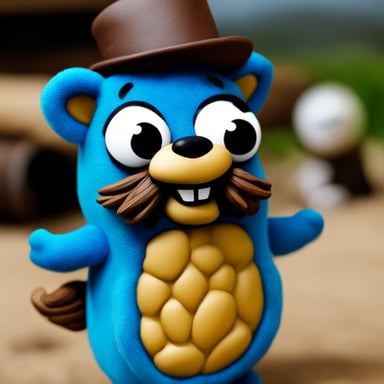 Close up of Go Blue Gopher with a short van dyke goatee that matches the rest of Go Blue Gopher's fur color. It is wearing a tattered tie-dye t-shirt. Go Blue Gopher's fur should be slightly shaggy and unkempt, but not to the point of looking like a hobo.