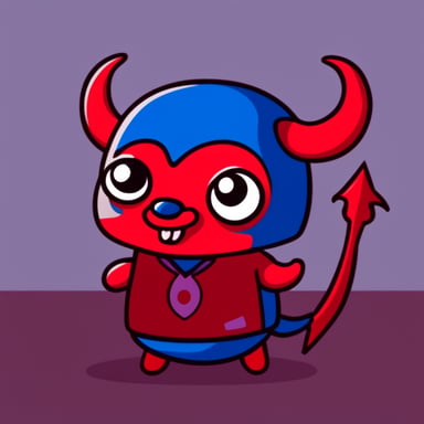 Go Blue Gopher as a devil, imp, with horns, in red color.