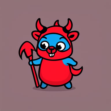 Go Blue Gopher as a devil, imp, with horns, in red color.