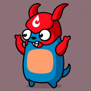 Go Blue Gopher as a devil, imp, with horns, in red color.