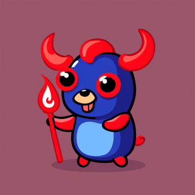 Go Blue Gopher as a devil, imp, with horns, in red color.