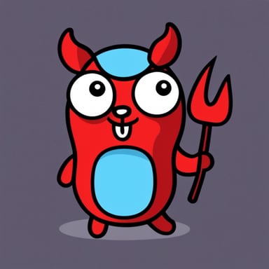 Go Blue Gopher as a devil, imp, with horns, in red color.